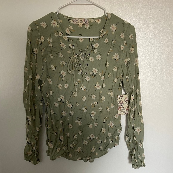 Kohl's Tops - Pink Republic Floral Lace-Up Blouse Small